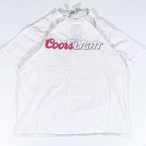 Coors Light Beer T-Shirt Large Y2K Silver Bullet Mountain Spell Out White